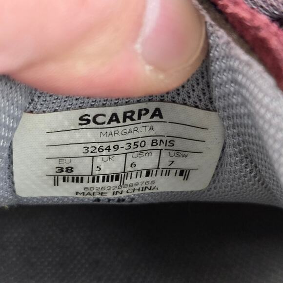 Scarpa Margarita Bordeaux Suede Performance Outdoor Vibram Hiking Shoe Womens 7 - Picture 13 of 13